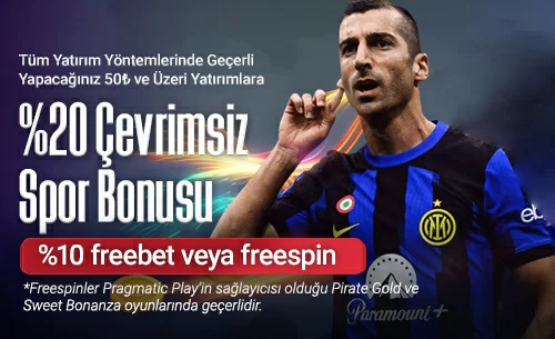 Spor alanında %20 çevrimsiz bonus %10 Freebet