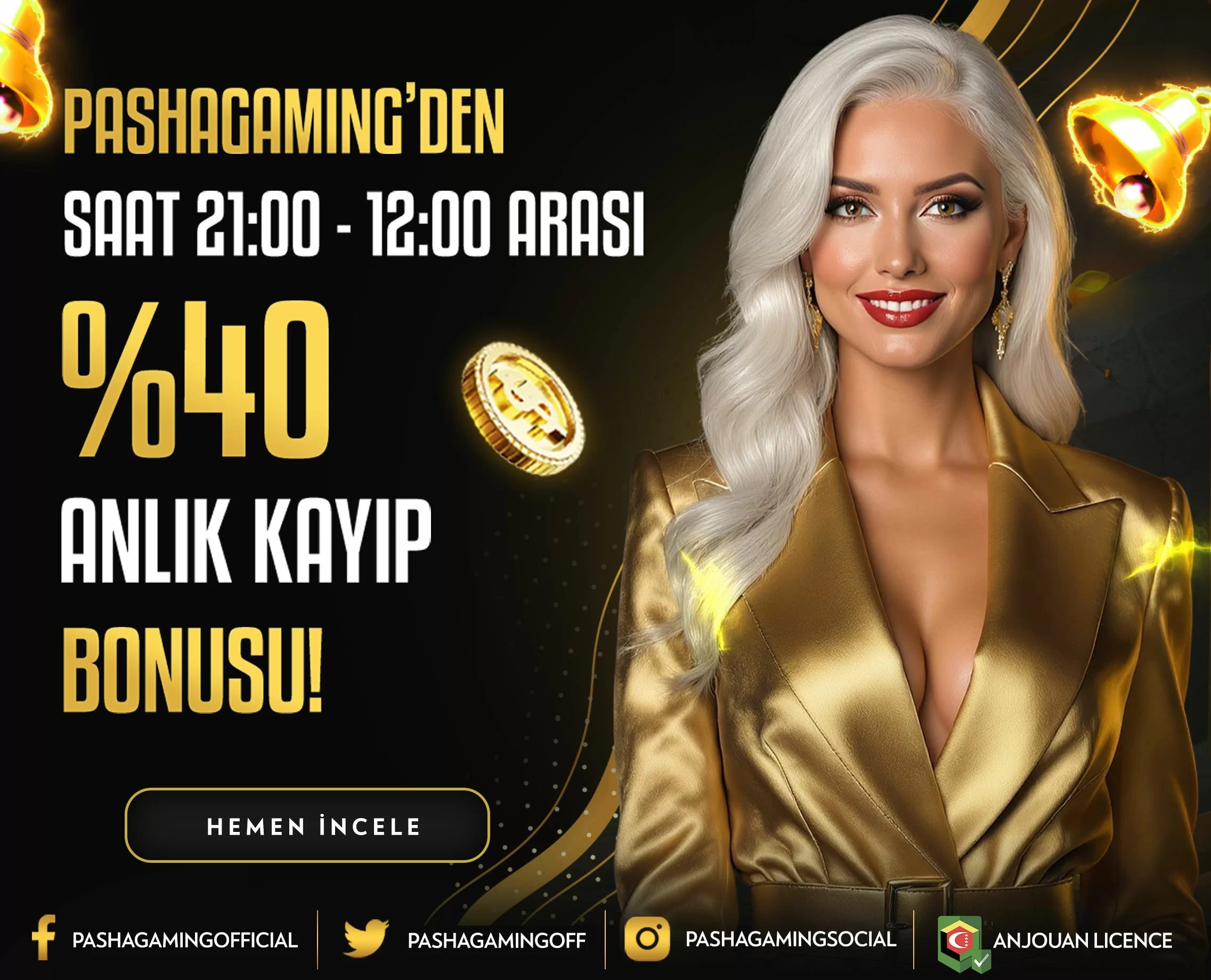 21:00-12:00 ARASI %40 CASİNO ANLIK KAYIP BONUSU