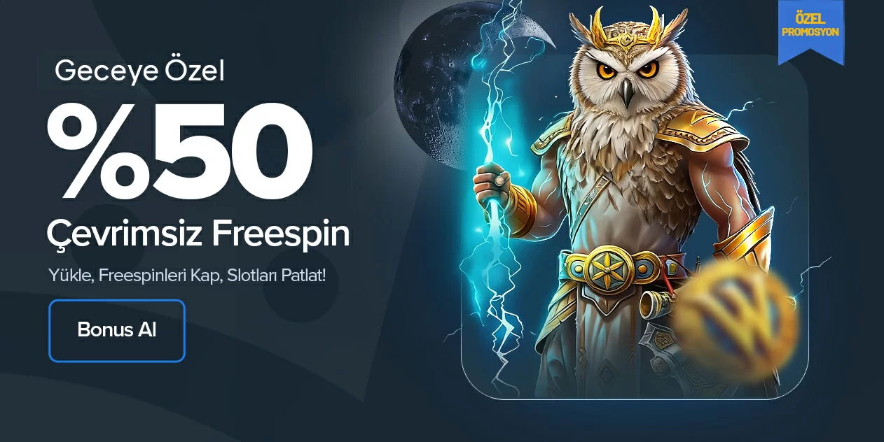 Gececilere Özel %50 Çevrimsiz Freespin !