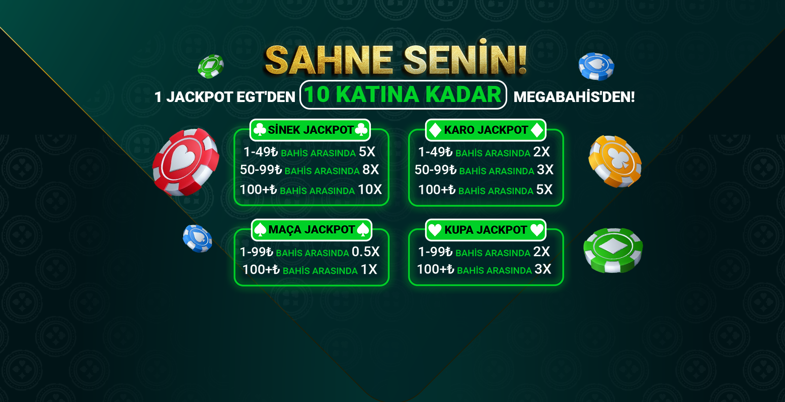 1 JACKPOT EGT’DEN, 10 KATINA KADAR MEGABAHİS’TEN!