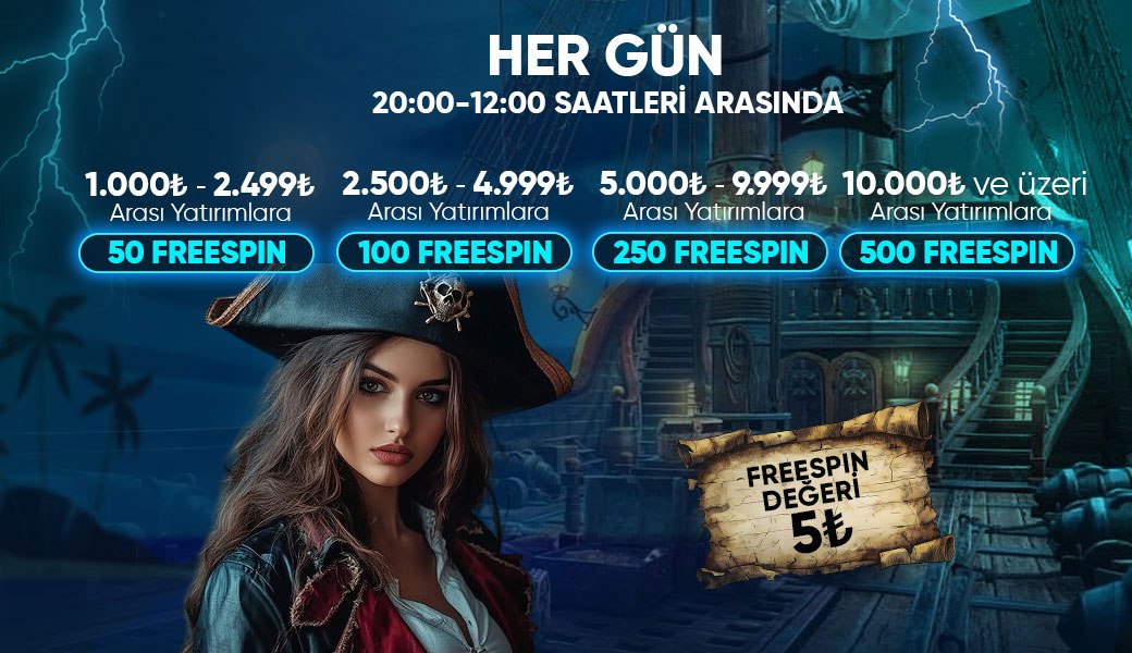 20:00-12:00 ARASI 500 FREESPIN 5 TL!